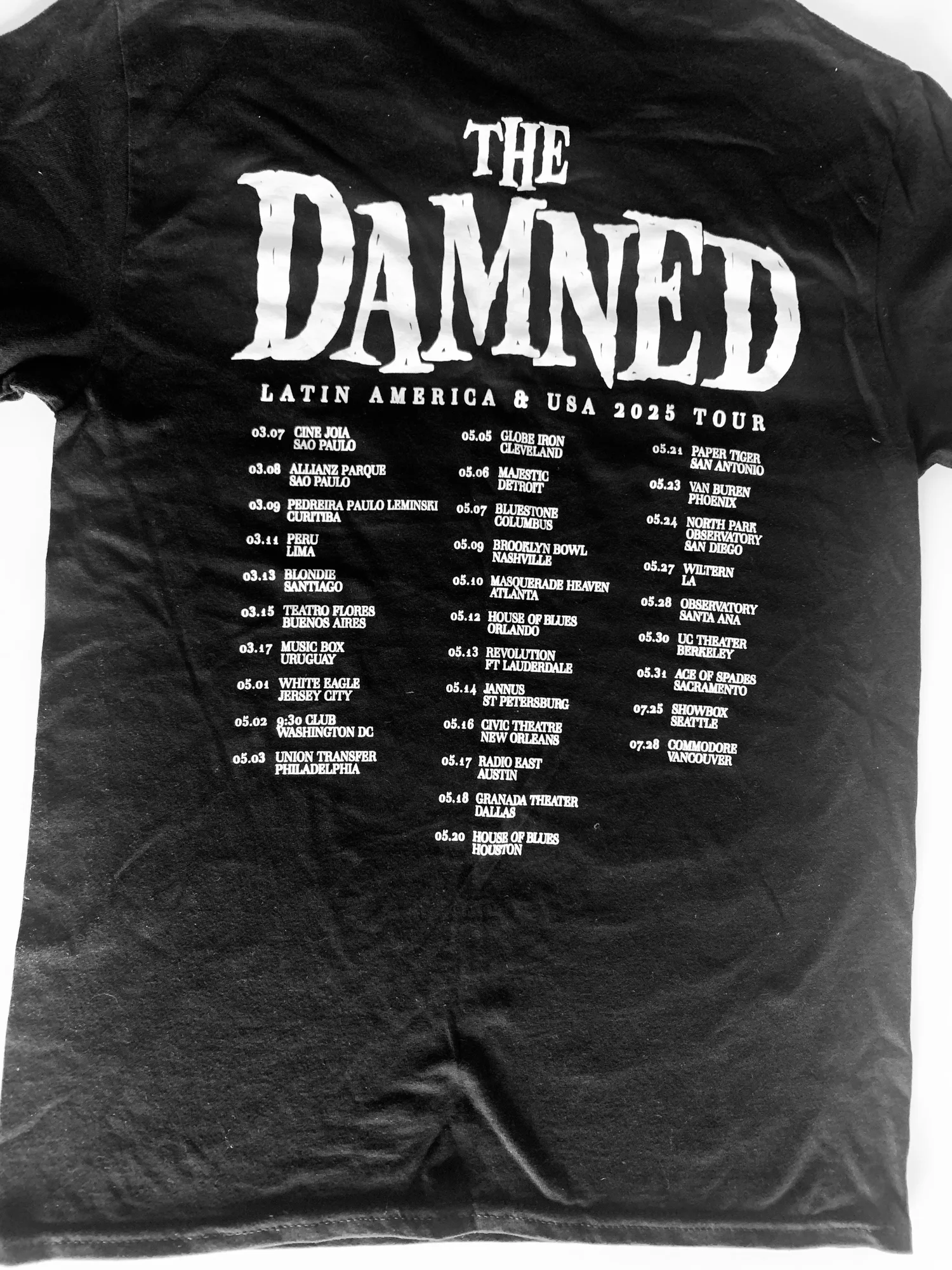 The Damned - Latin America & USA 2025 Tour Shirt — Doomed To