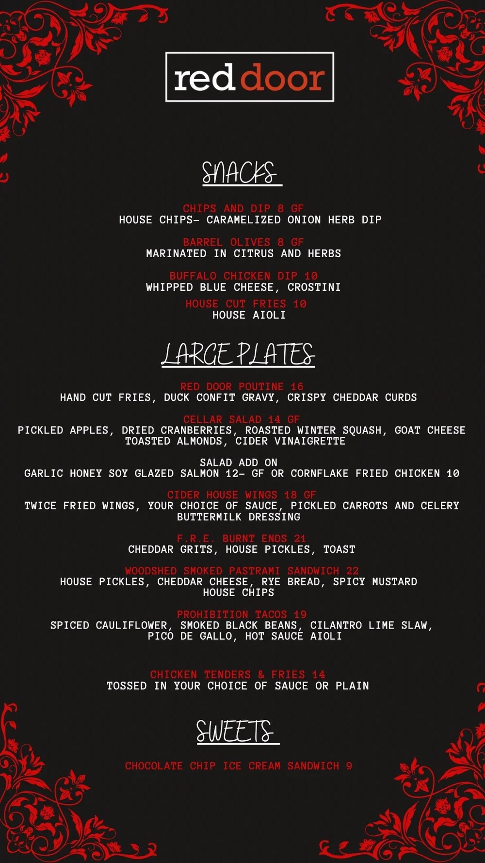 MENU — red door