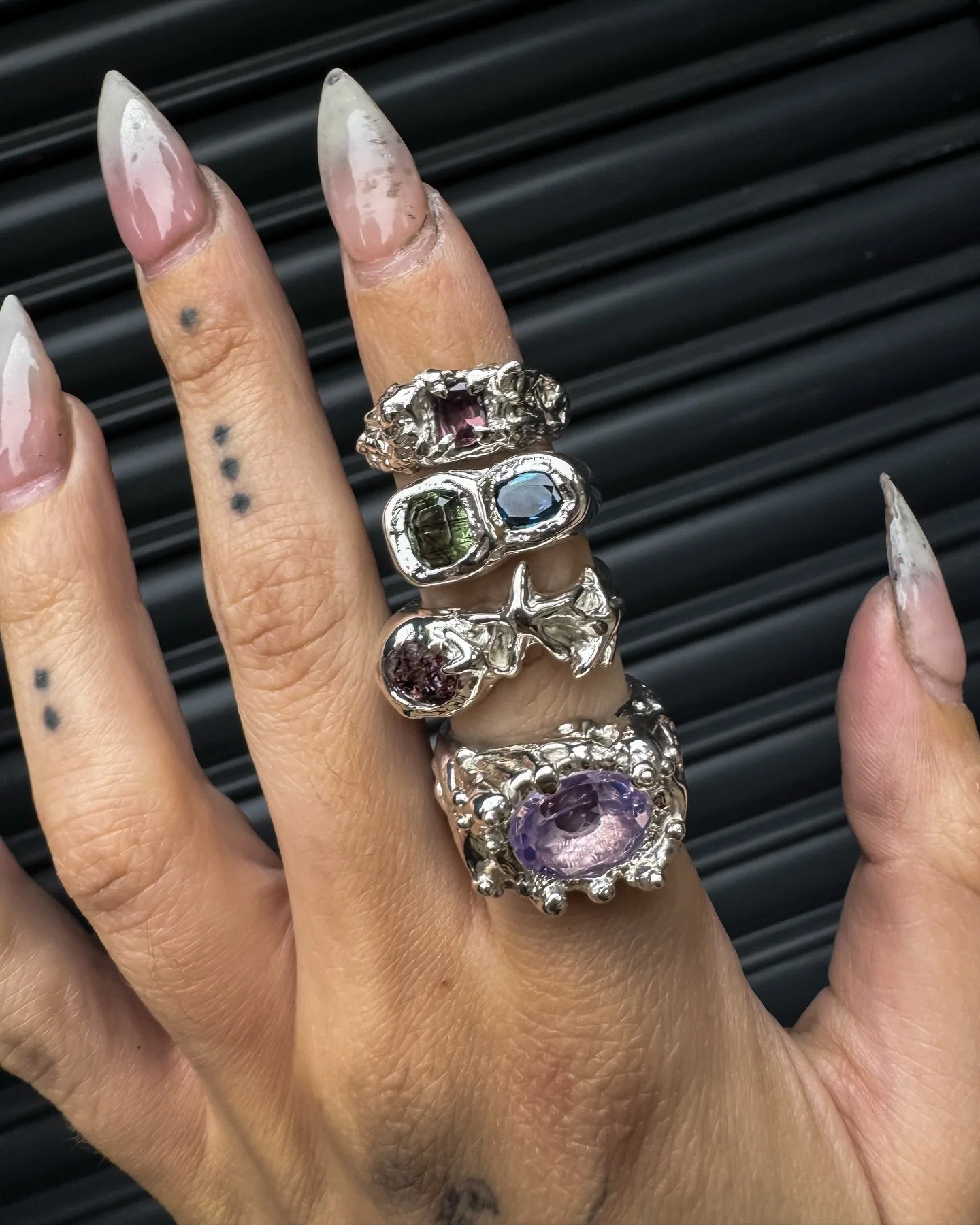 I made a bunch of of one-of-one designs and combinations from my recent gem sourcing trips to Tucson &amp; Thailand. 
They&rsquo;re now all available exclusively on my web-store x