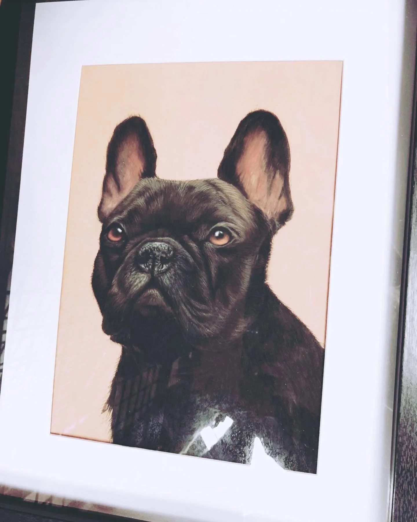 Excited to share this pastel portrait&mdash;a tribute to a friend's affection for Frenchies. 🖤🐾 Capturing the essence of a black Frenchie, this piece is a nod to her future dreams, particularly one that involves a Frenchie named Bailey. This was cr