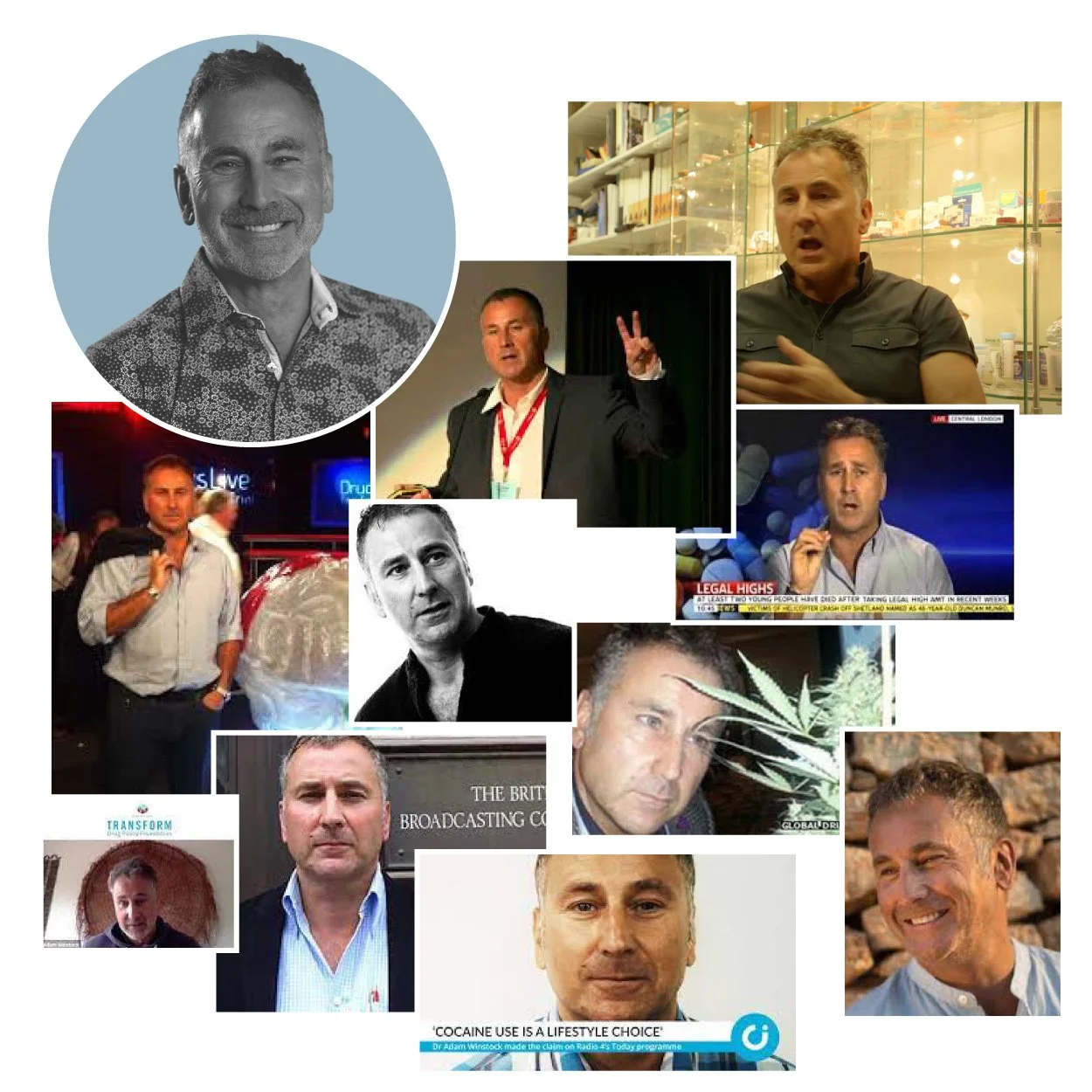 Collage of Prof Adam Winstock