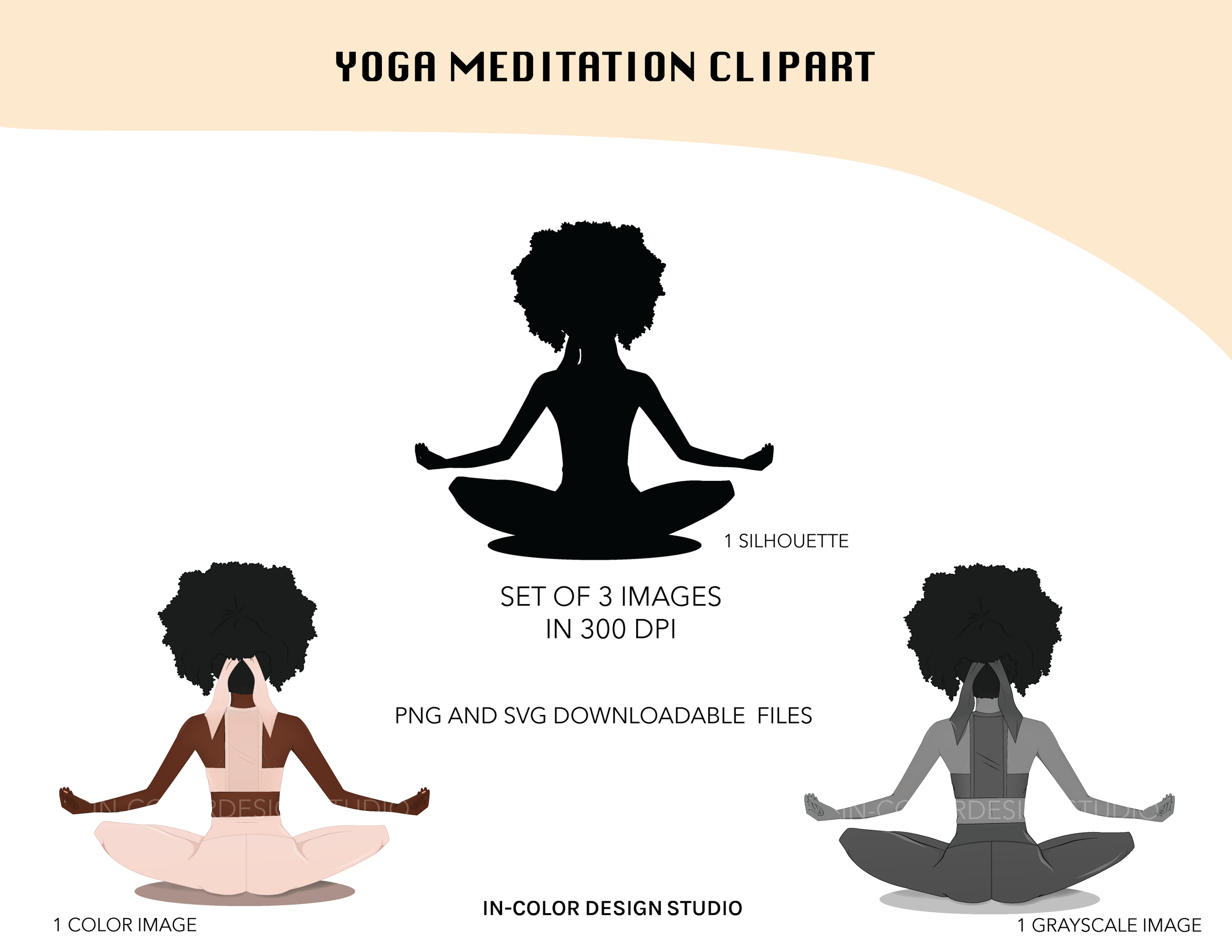 Big Hair Yoga Clipart - Set of 3-display.png