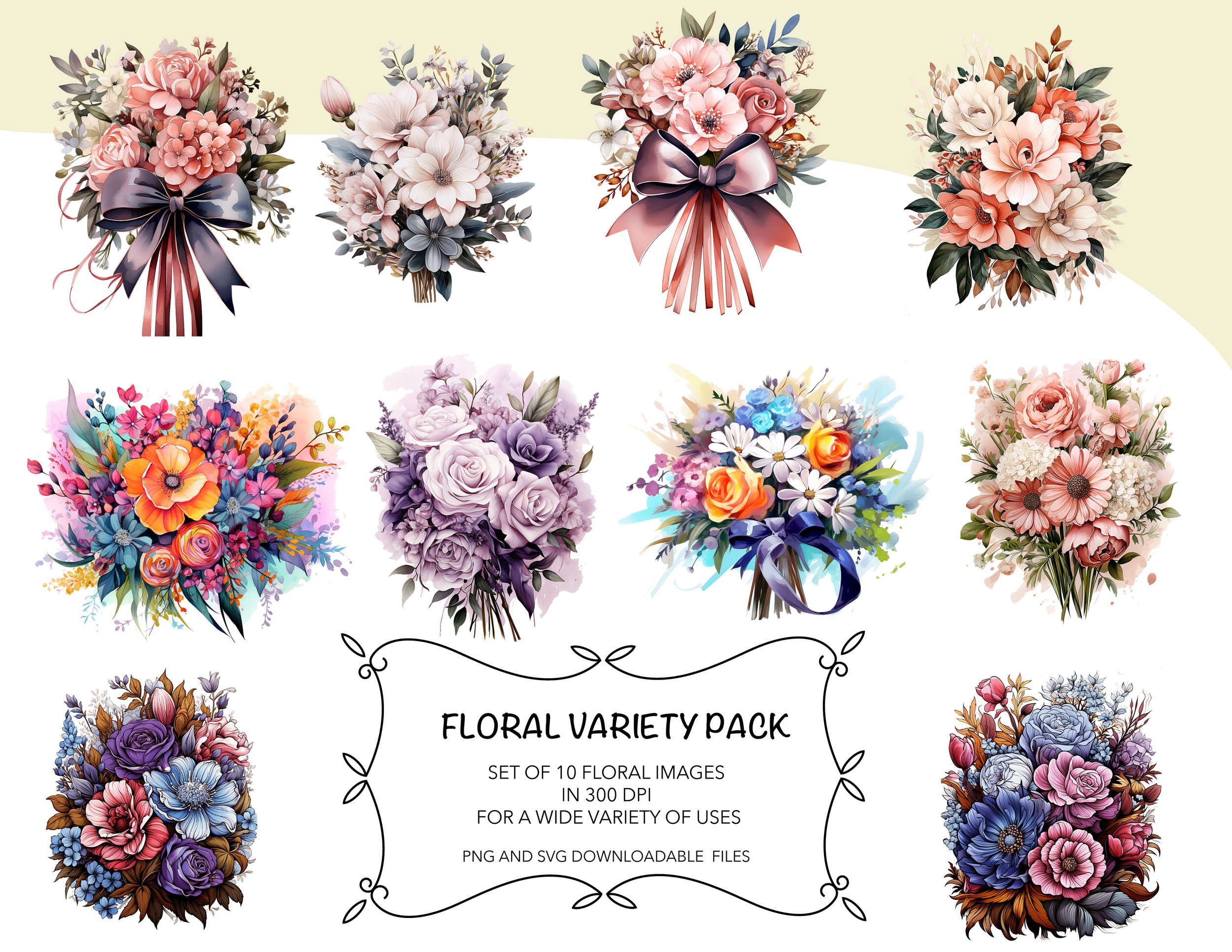 Floral Boquet clipart- Set of 10-display.jpg