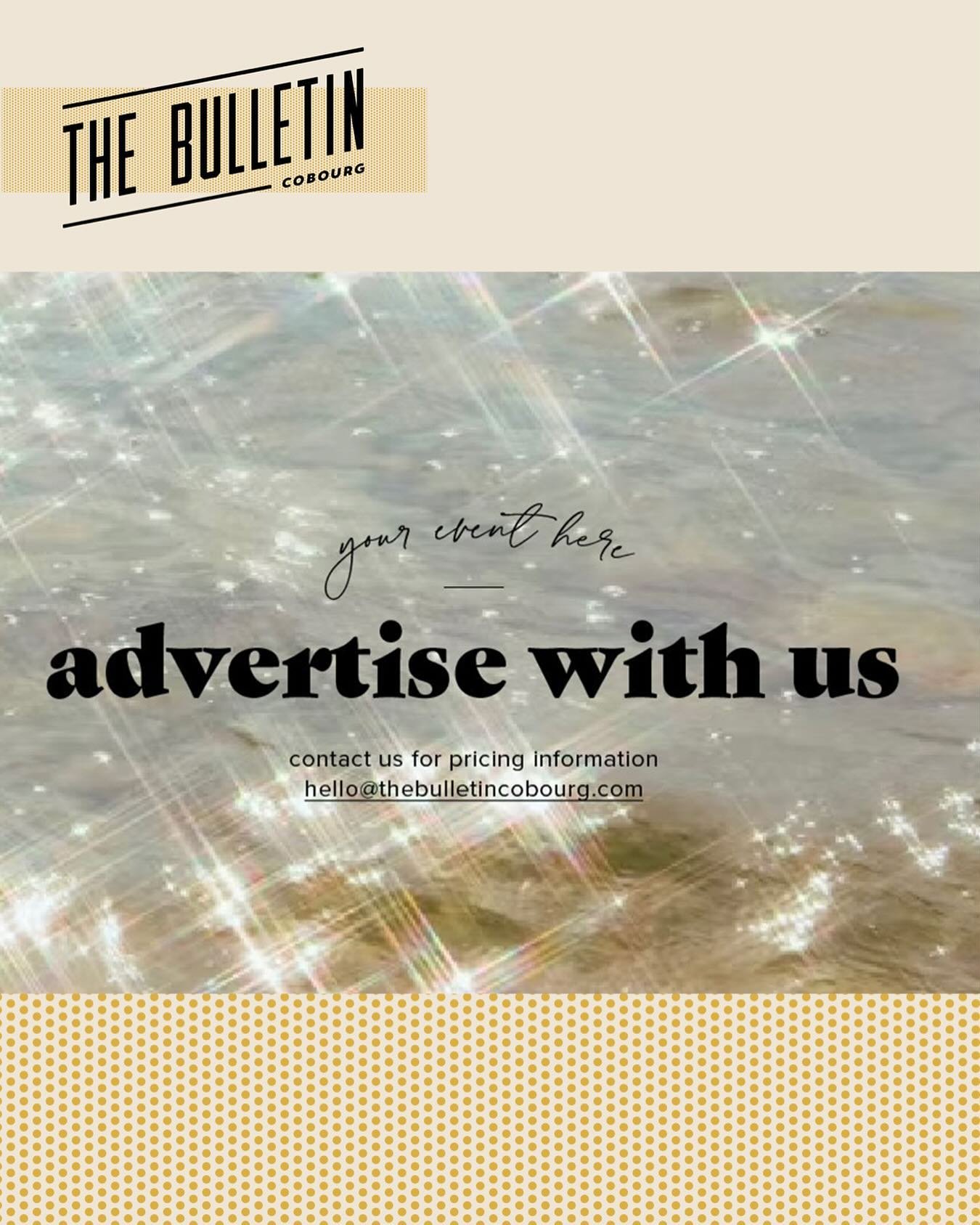🌟 Exciting News from The Bulletin Cobourg! 🌟

Not only do we shine a spotlight on amazing local businesses, but we're also here to promote your next big event! 🎉 Whether you're launching a product, hosting a gala, or planning a community gathering