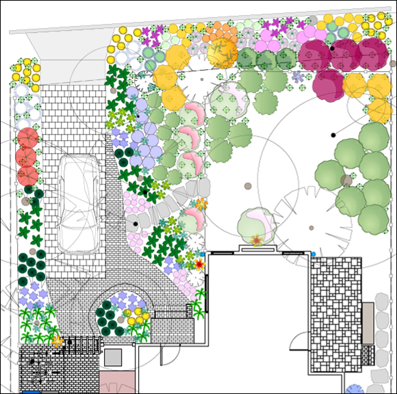 Professional Landscape Design using Vector Works (formerly Native Roots) for home in Arlington, Virginia