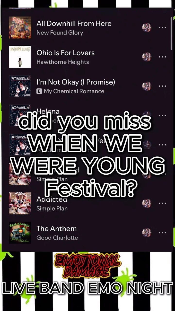Did you miss @whenwewereyoungfest ??? ☠️ Let’s try to make up for it THIS WEEKEND‼️‼️‼️
SADDERDAY 10/26 9pm-1am at @paddywhacks Welsh!!! 💜
🎃HALLOWEEN COSTUME PARTY
🪦GIFT CARD PRIZE FOR BEST COSTUME
🥁LIVE BAND COVERING EMO, POP-PUNK, and MO