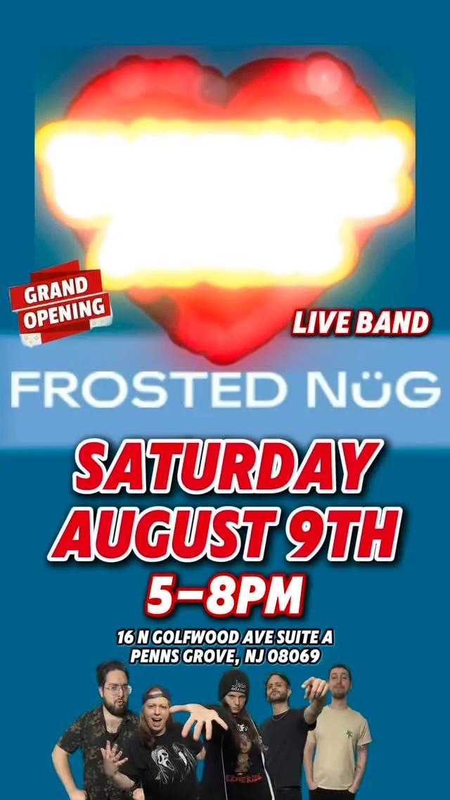 Next weekend!! ‼️ 🚨 Something a little different.. we’re playing the GRAND OPENING of The Frosted Nug cannabis dispensary 🌱 in Carney’s Point, NJ!!!! 🤯
We’ll be playing outside from about 5-8pm and very excited about this one fo