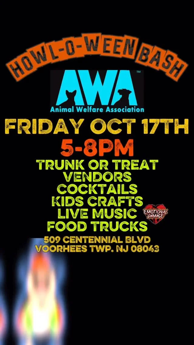 đđđ FRIDAY, OCTOBER 17th đđđ
We’re back at @awa_nj for the HOWL-O-WEEN BASH!!!
Bring out your pups, kids, and the whole family for some furry fun!!! đ‍âŦ đļ if you came out last time, you know this is an awesome event for a great ca