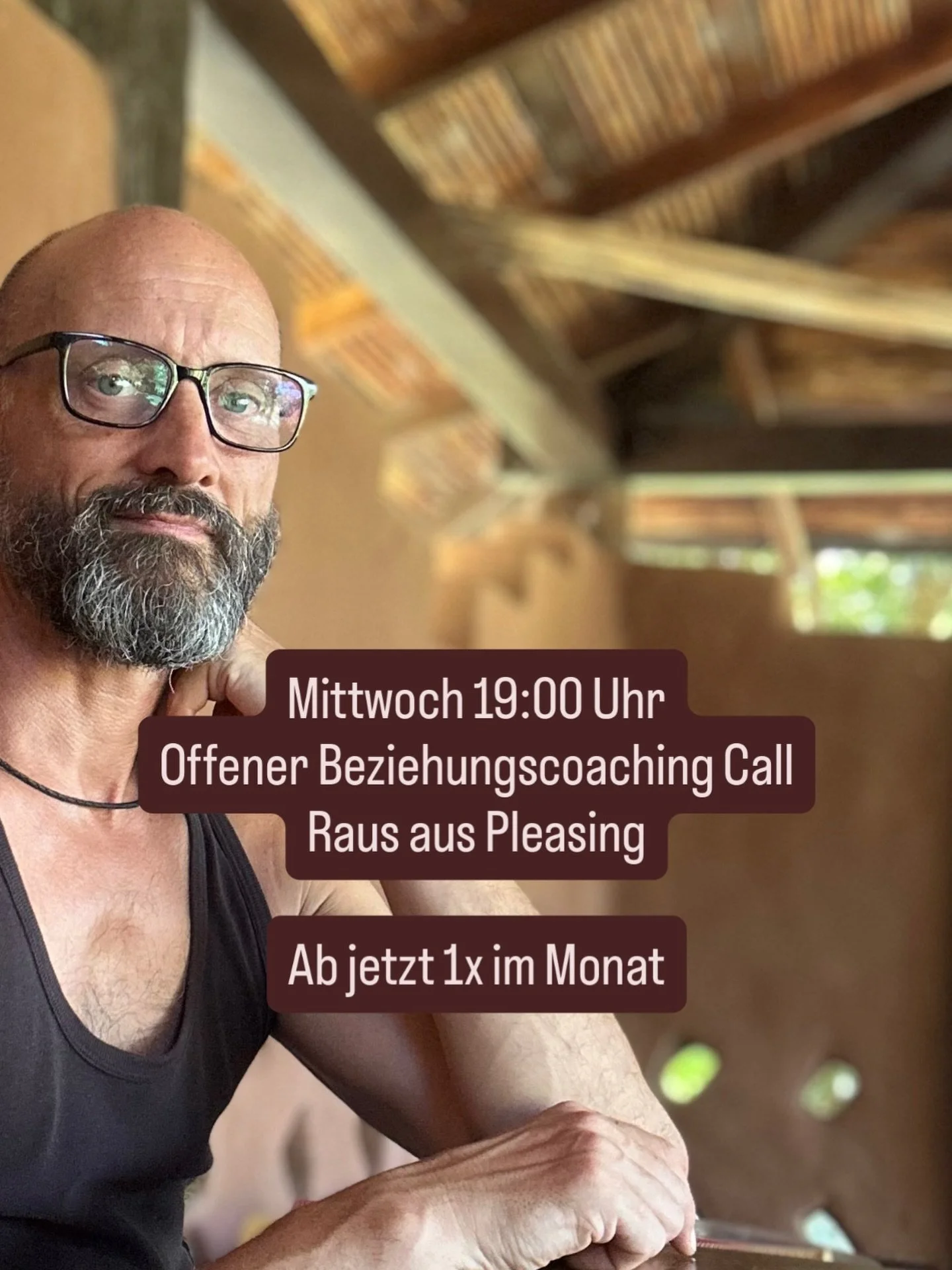 Raus aus dem Pleasing. Live &amp; kostenlos. Morgen Abend.

 19:00 Uhr 
Offener Beziehungscoaching Abend

Komm alleine oder zu zweit. Ab jetzt 1x im Monat mit wechselnden Themenschwerpunkten.

Du sagst Ja und meinst Nein.
Du h&auml;ltst Harmonie &nda