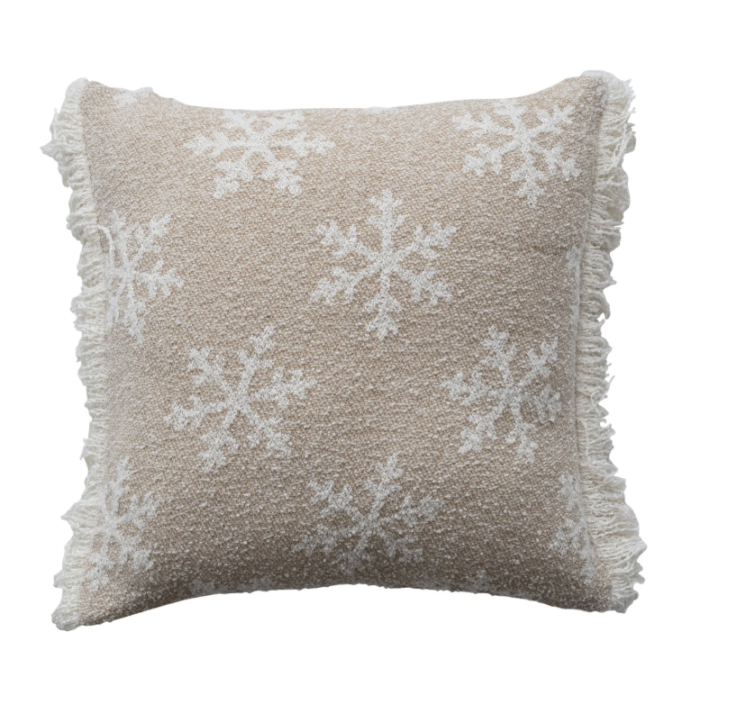 Cotton Blend Reversible Snowflake Pillow