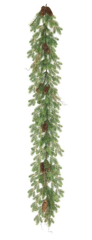 Noble Fir & Pinecone Garland, 6', Green