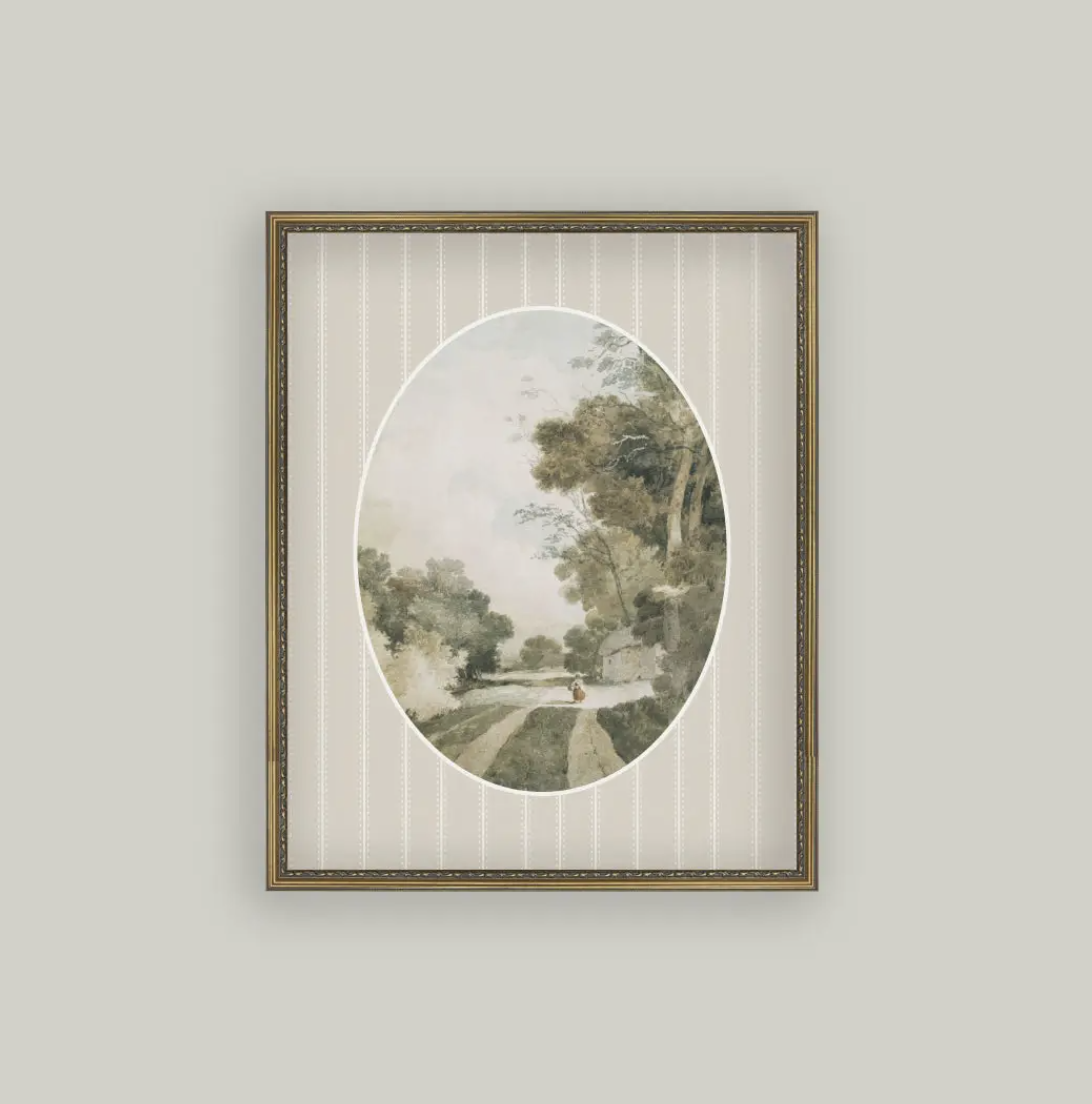 Oval Landscape with Cottages