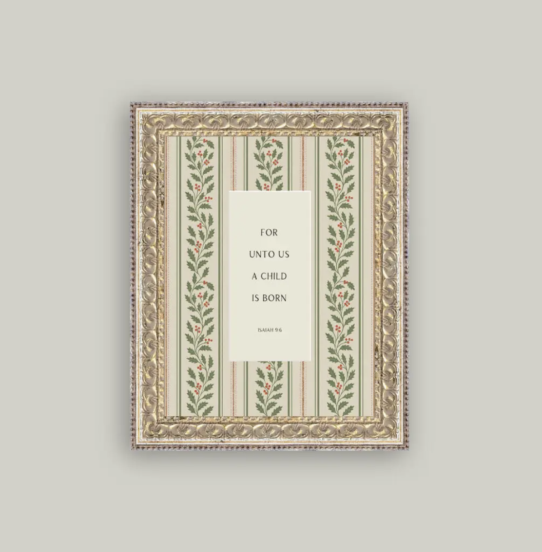 A Child Is Born Framed Antique Art