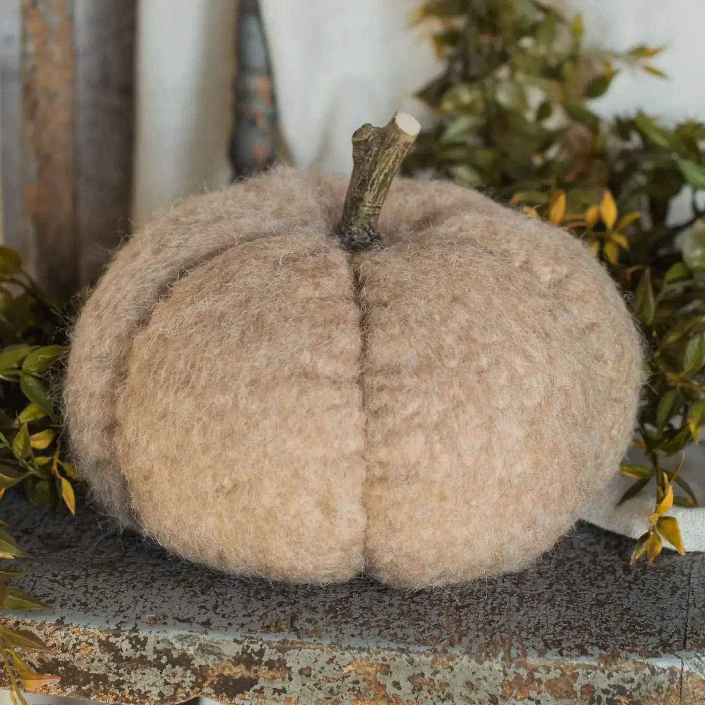 Tan Fabric Pumpkin 6.5"