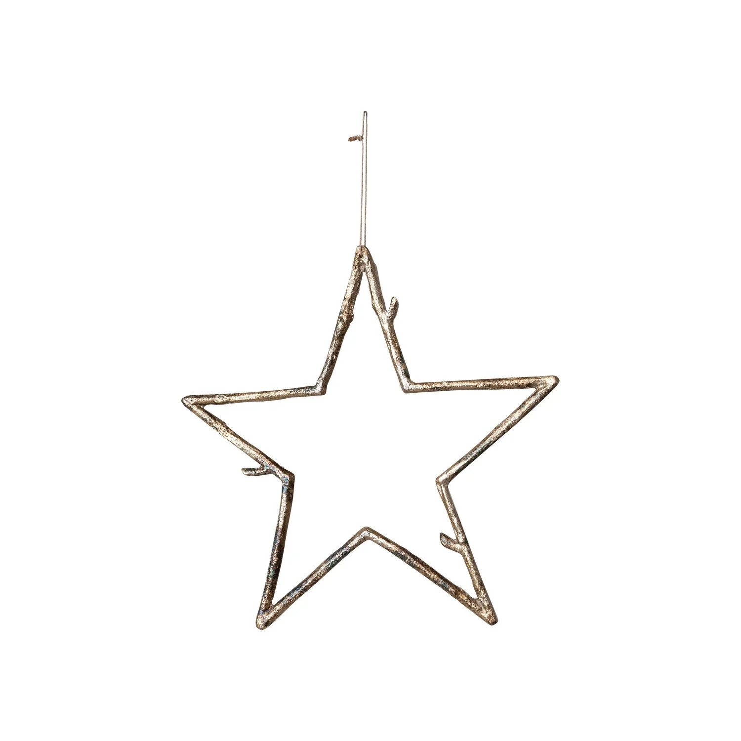 Metal Twig Star Ornament with Antique Gold Finish