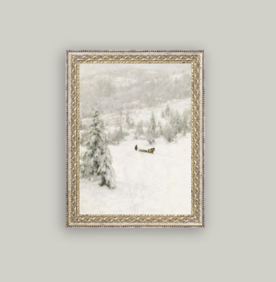Winter Landscape Framed Antique Art
