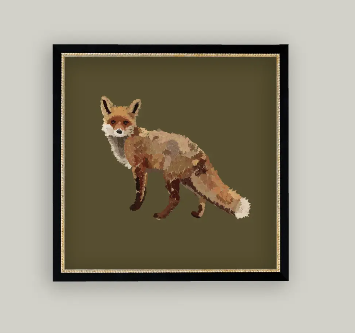 Fox Closeup Framed Antique Art