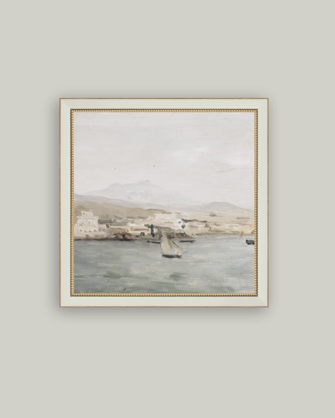 Sailboat Landscape Framed Antique Art