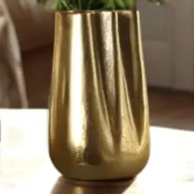 Short Gold Sculpted Vase