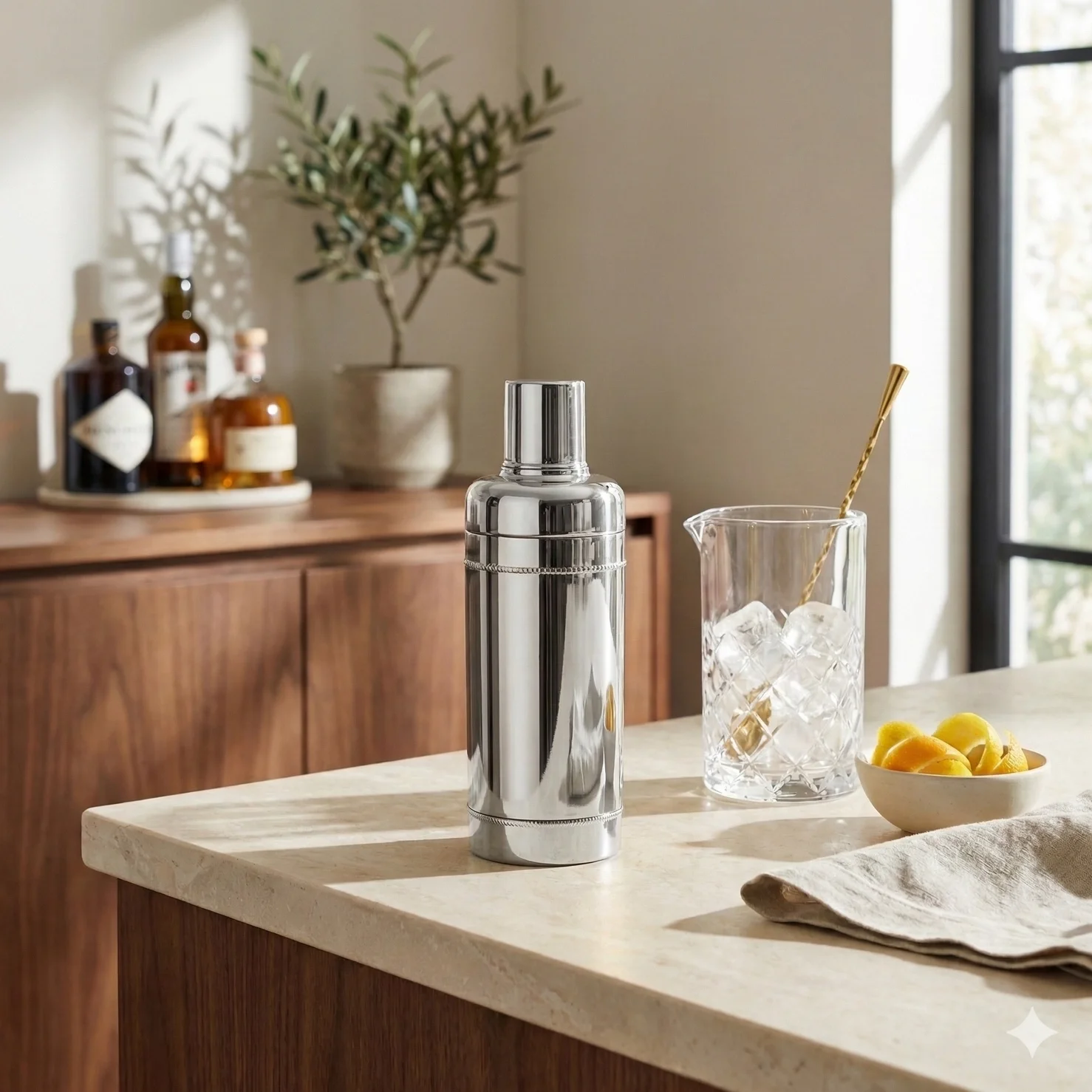 Beaded Stainless Steel Cocktail Shaker
