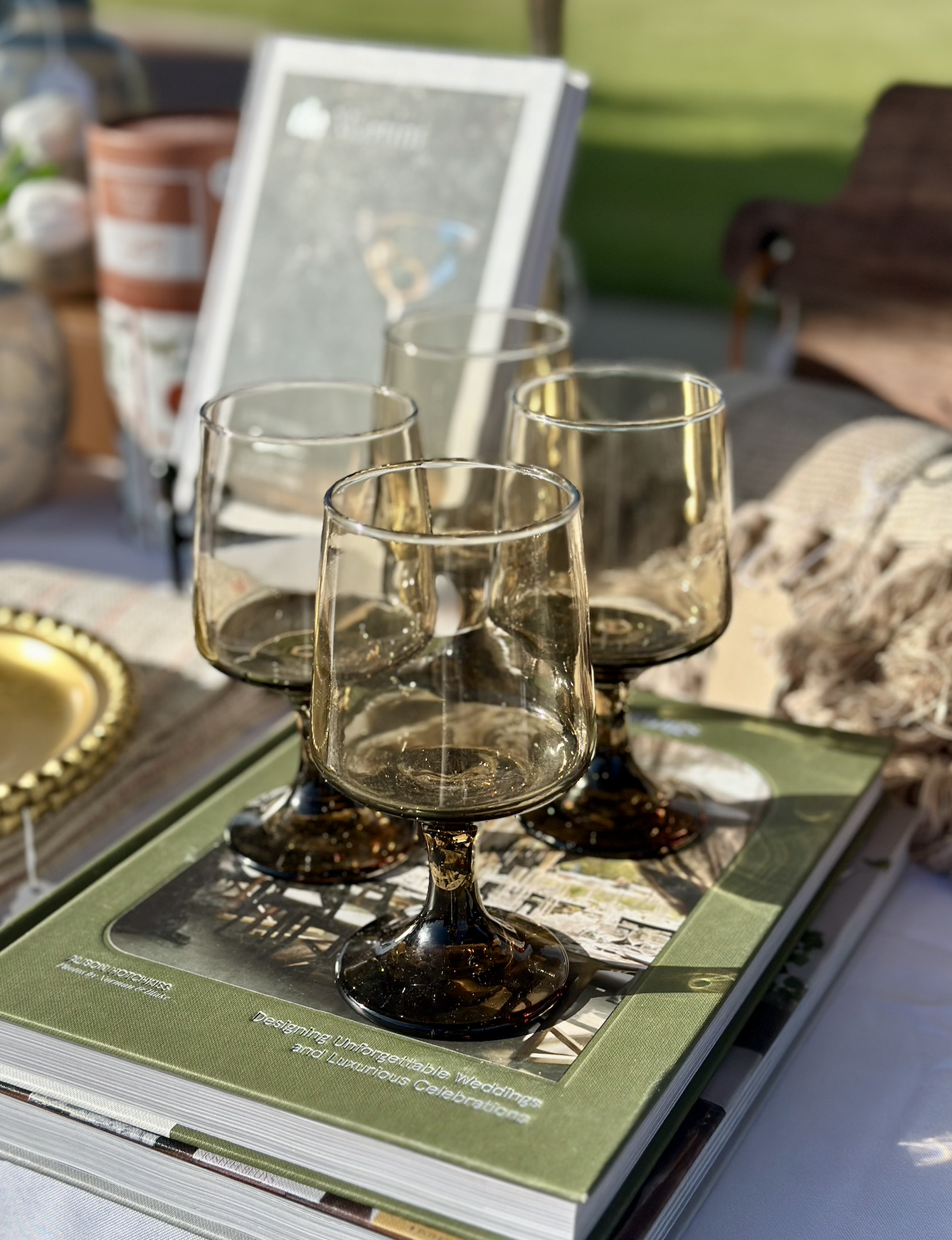 Vintage Amber Drinking Glasses