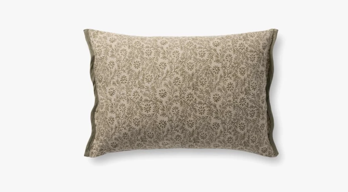 Green Floral Throw Pillow