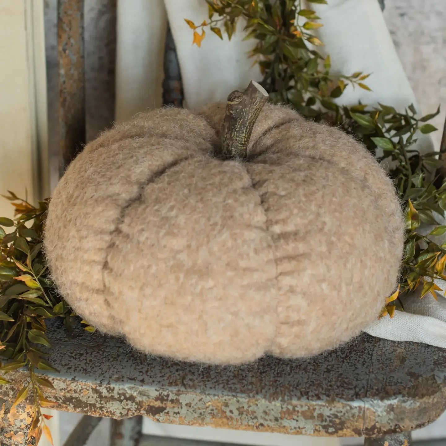 Tan Fabric Pumpkin 8.5"
