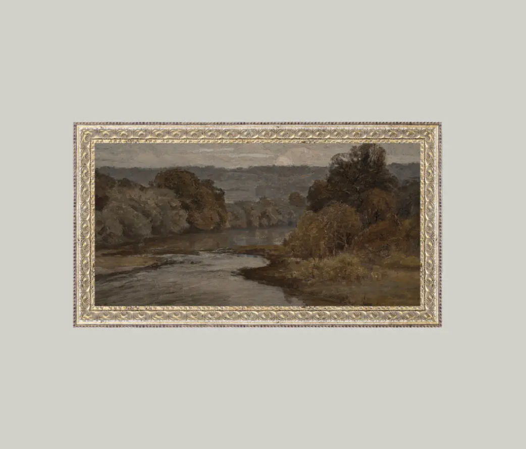 Autumn River Framed Antique Art