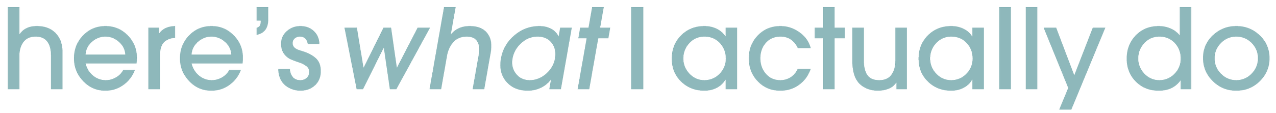 Text that says "here's what I actually do" in light blue font.