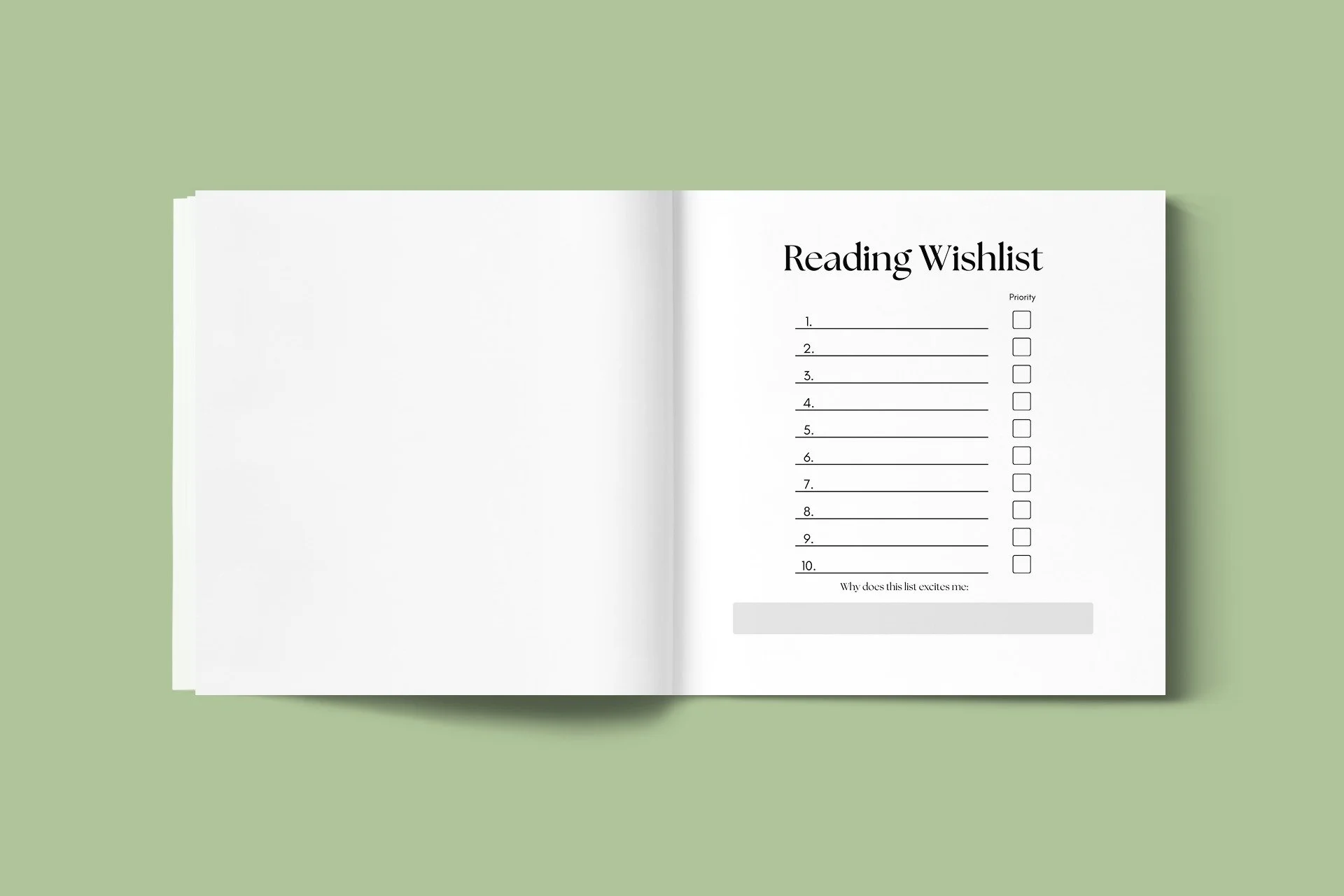 Reading Wishlist from Grateful Heart Company's Reading Journal.