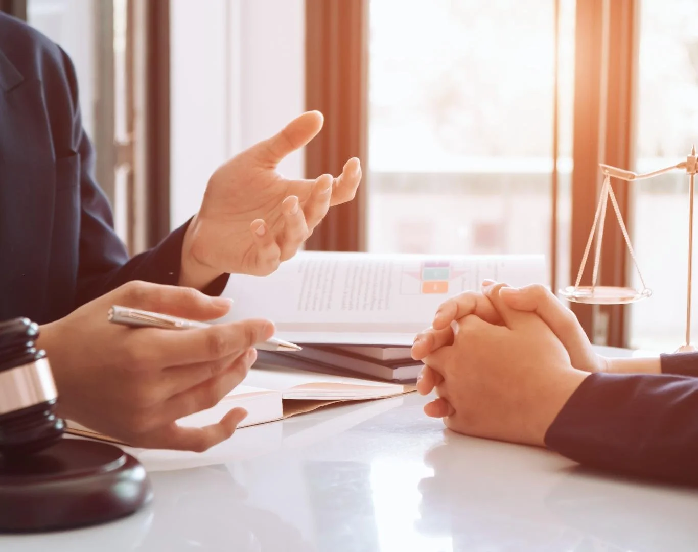 Divorce lawyer in Goldsboro, NC meeting with client to review custody case