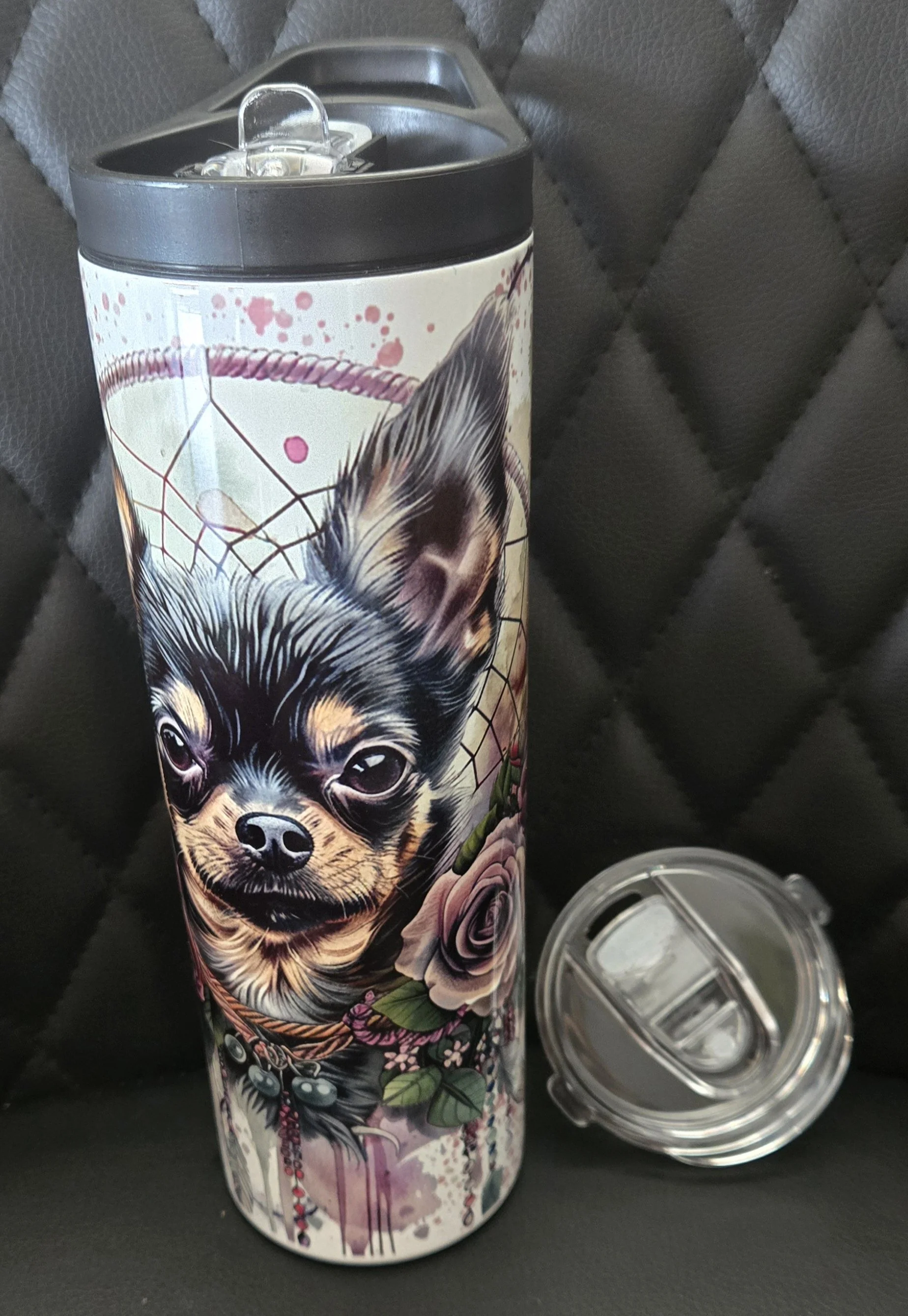 Tumbler - Bouteille isotherme - Chien chihuahua noir boho