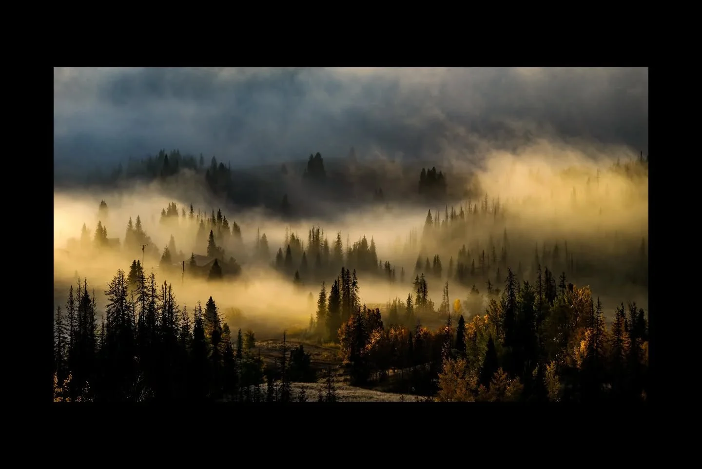Morning breaks over the high country near Platoro, Colorado&mdash;mist settling through spruce and fir as first light ignites the aspens below. In the San Juan Mountains, autumn arrives in layers of gold and shadow.

#Platoro #SanJuanMountains #Color