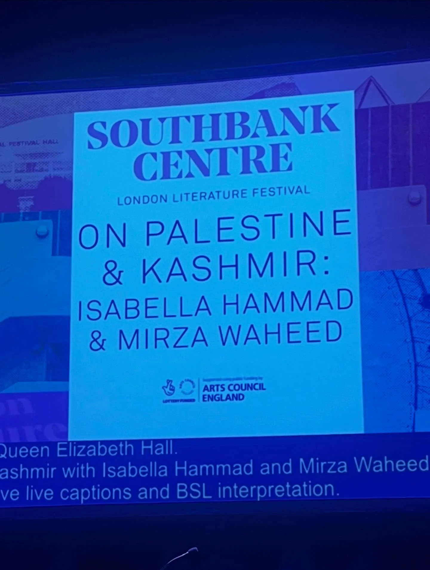 Had the privilege of attending this powerful conversation at the Southbank Centre&rsquo;s London Literature Festival &mdash; On Palestine &amp; Kashmir with Isabella Hammad and Mirza Waheed.
An evening of insight, history, and humanity. Learned so mu