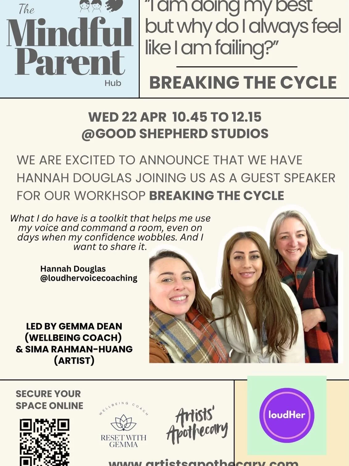 A three-part workshop series for parents, by The Mindful Parent Hub

If that question feels familiar, you are not alone. Breaking the Cycle is a nurturing three-part workshop series designed to help parents explore the patterns, pressures and emotion
