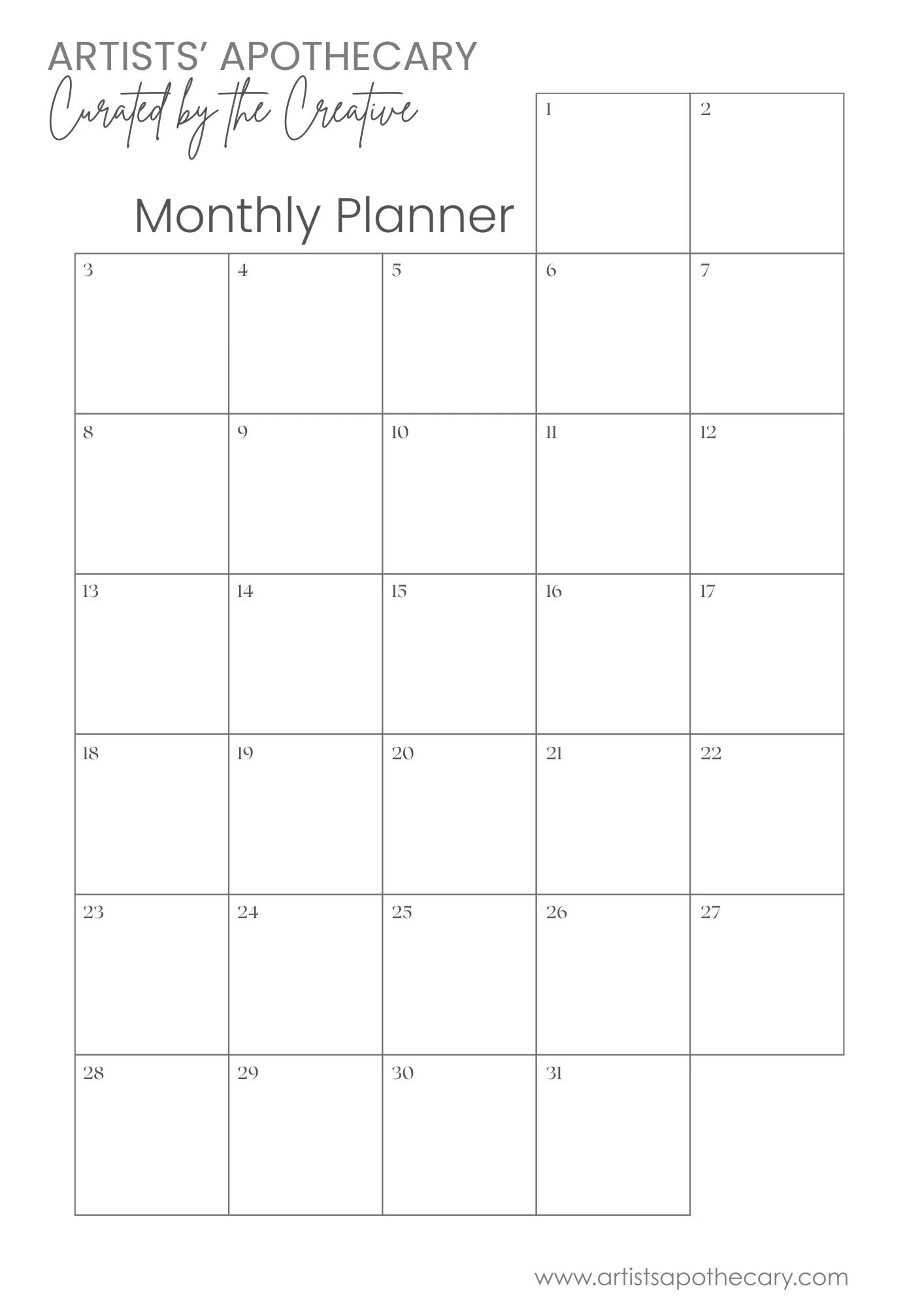 Monthly Planner a4