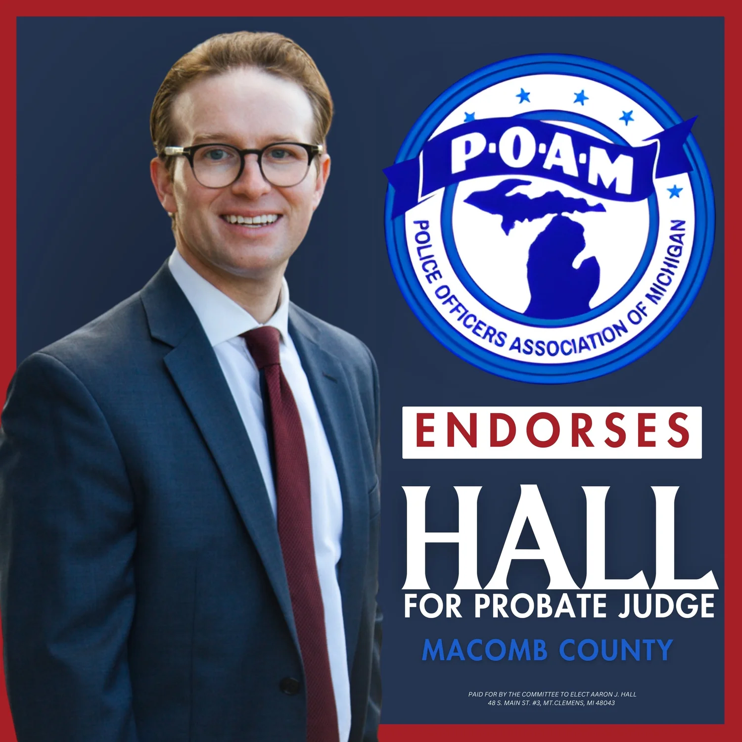Aaron J Hall for Macomb County Probate Court Judge