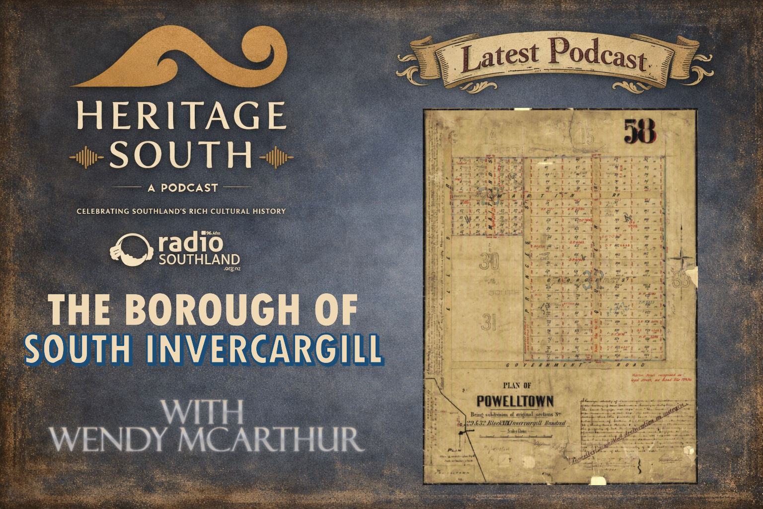 HERITAGE PLACES ~

Senga is joined by Wendy McArthur, discussing the early days of the borough of South Invercargill; the first mayor, Richard Powell, and the history of the Appleby Hotel.

Teaser: Always wondered why there is a kink in Nelson St? 
