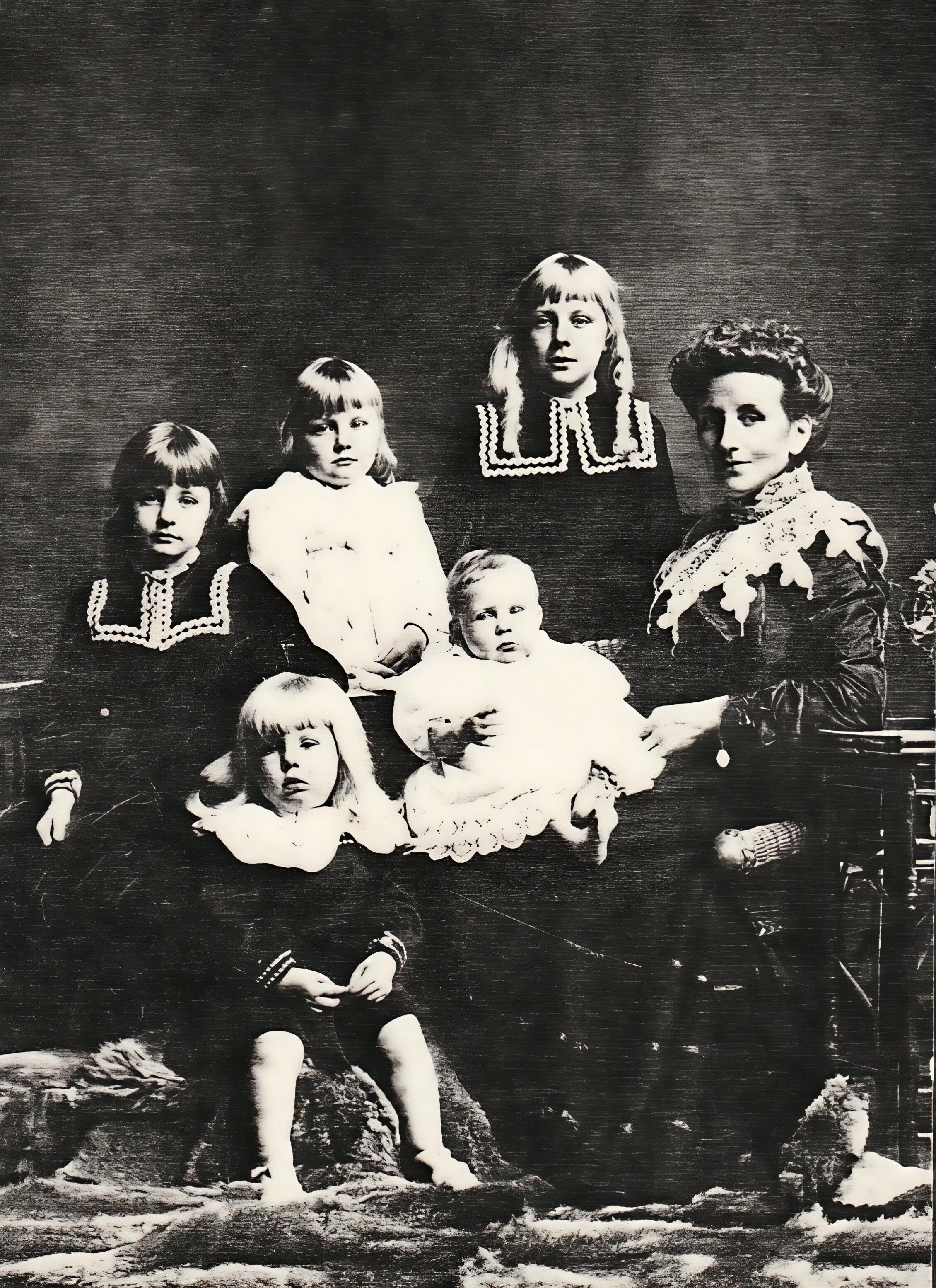 Madge and children, c1903,
