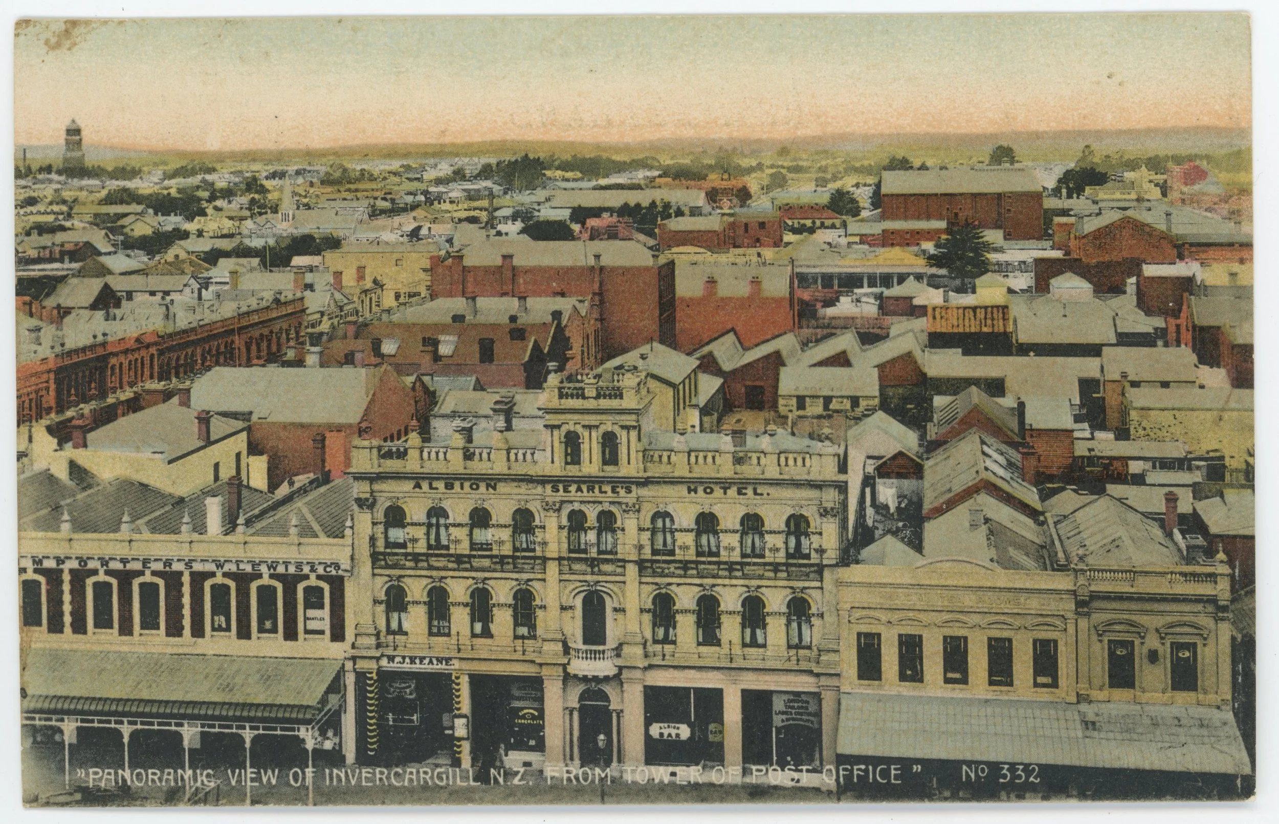 Panoramic View of Invercargill N.Z. From Tower of Post Office featuring Albion Searle's Hotel c.1900

Invercargill City Council Archives A0637_S27880028 