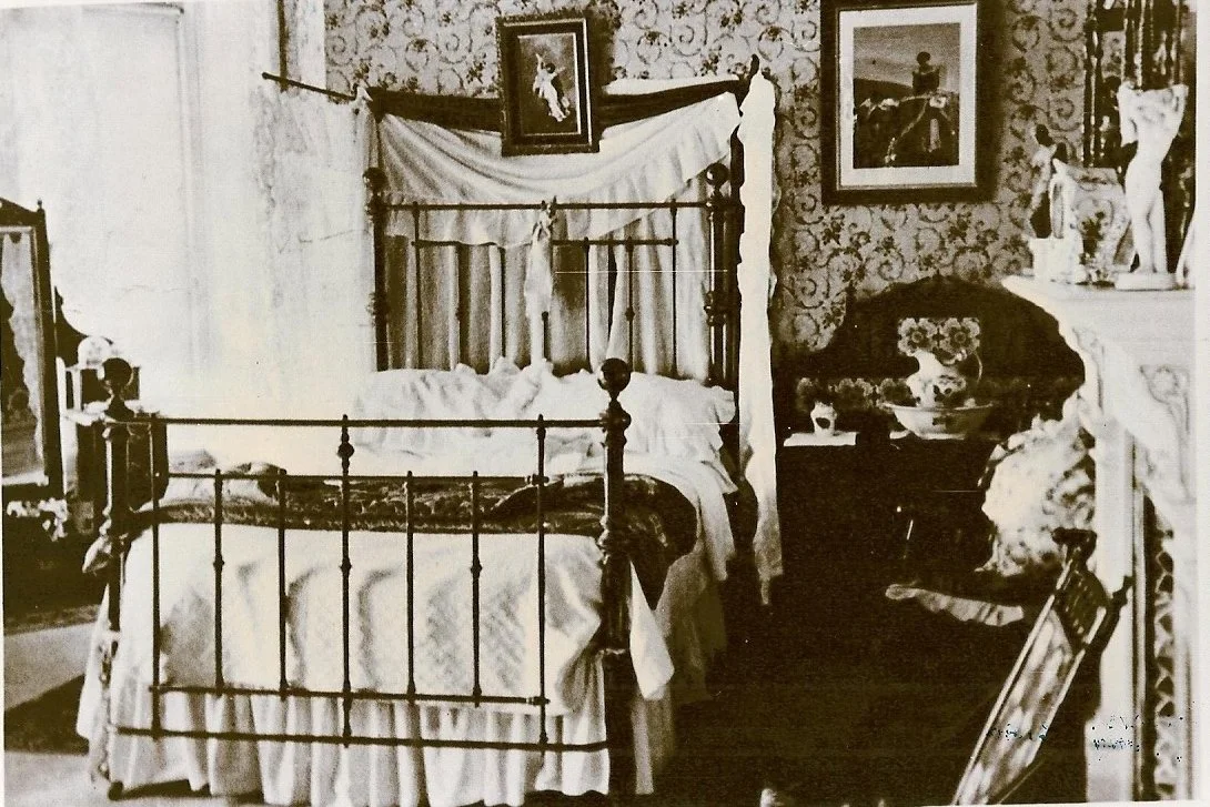 Main bedroom ~ this was downstairs to the left of the front door, c1908.  All of Godward babies were born in this room, attended by local midwife.