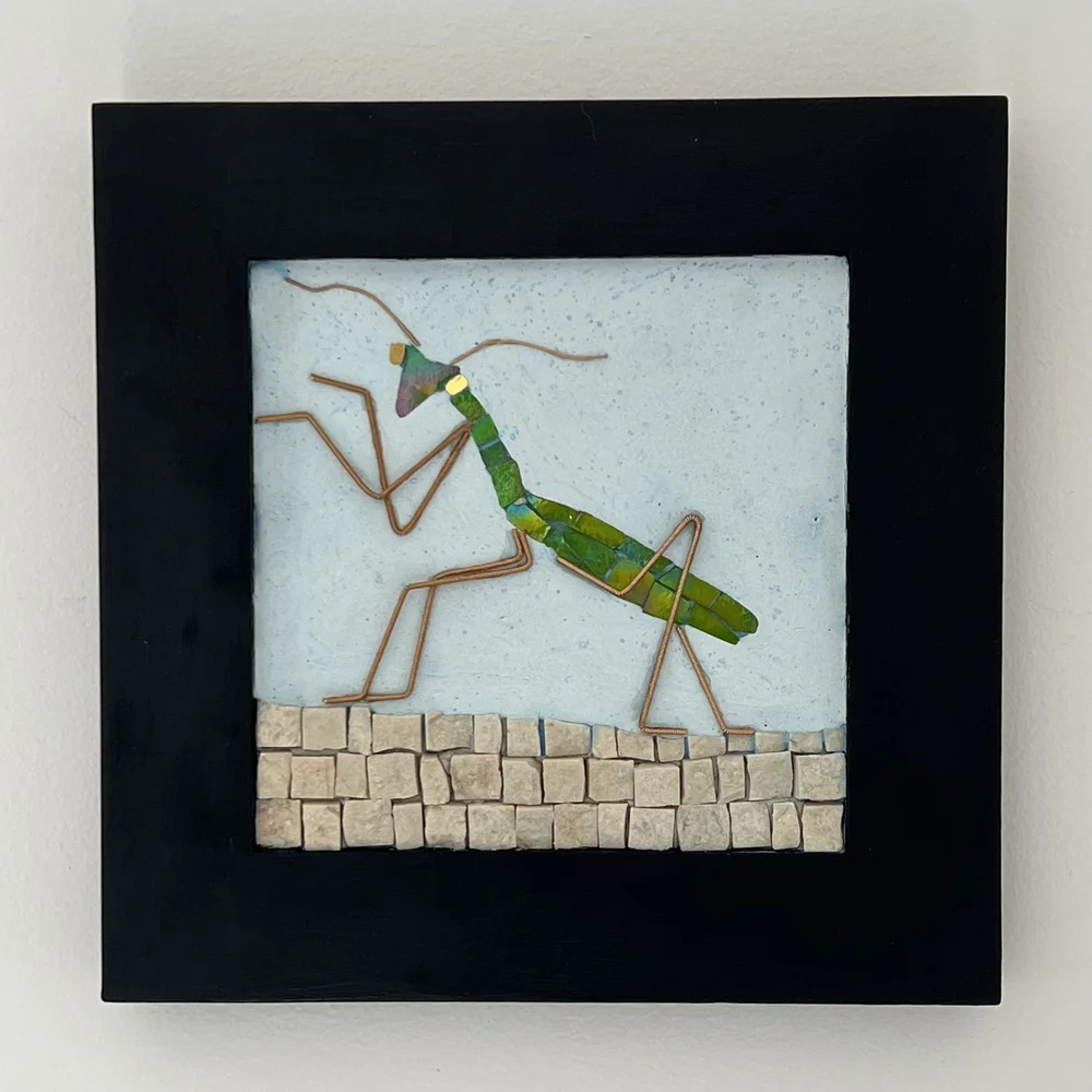 Green Praying Mantis Mosaic — Kimberly MacDonald Mosaics