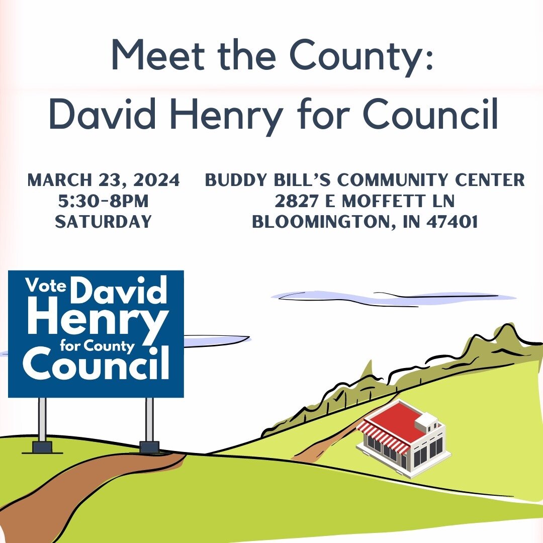 Join our hosts Dan and Pat Combs as David leaves downtown to talk country roads, culverts, and community issues with friends at Buddy Bill&rsquo;s Community Center on March 23. Live music, beans, cornbread and drinks on us. 

Bring a side dish and yo