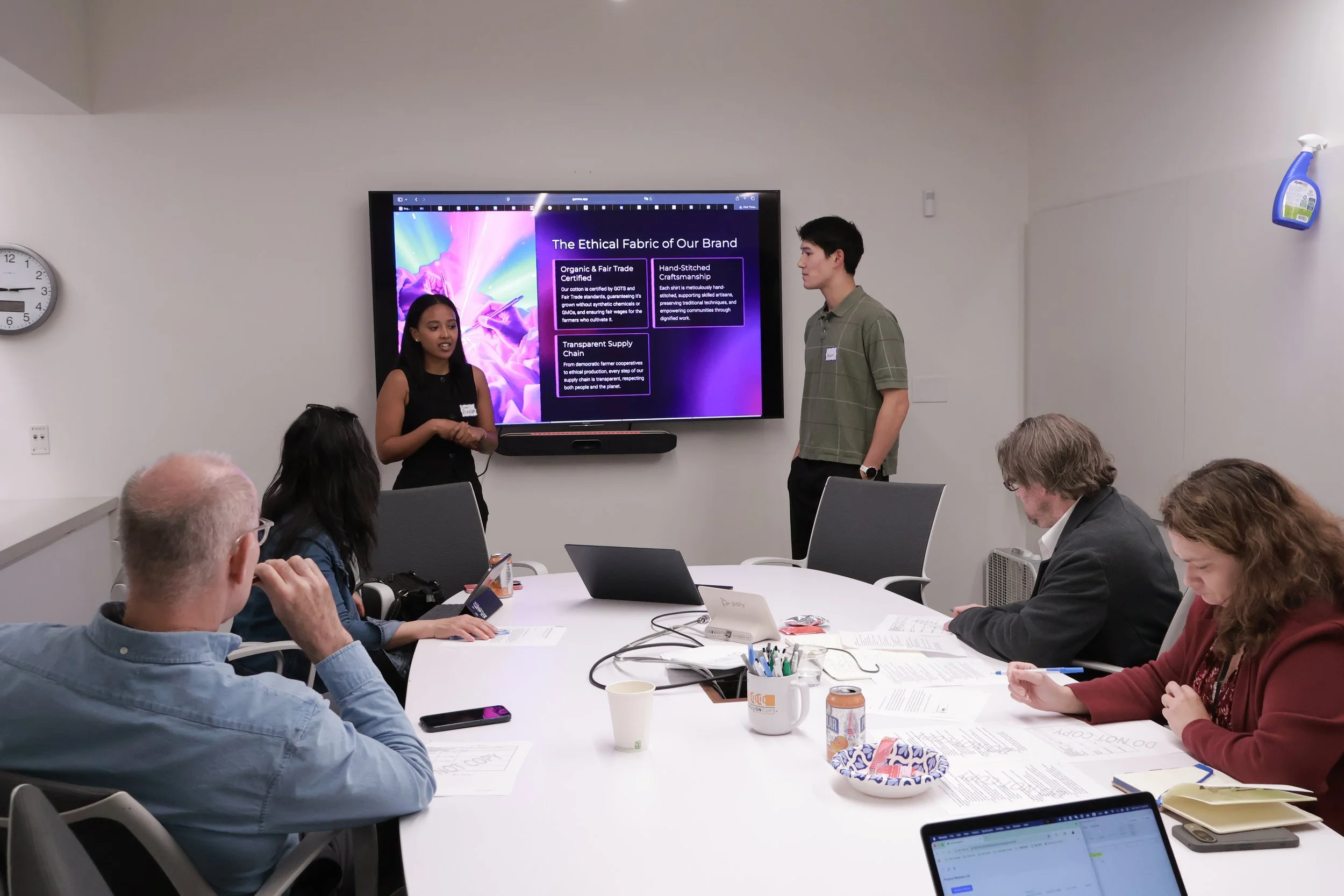 Boston University students were pitching their startup strategy during the SimBus Founders' Hustle Day experiential learning simulation.