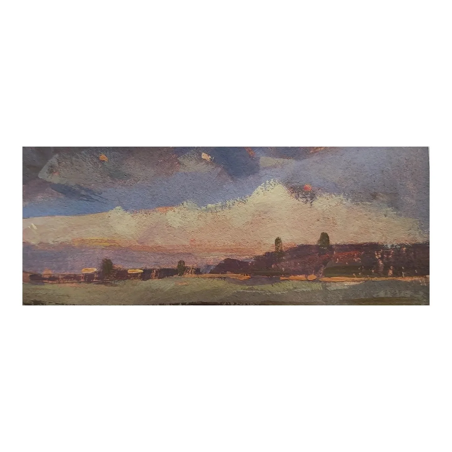 1, 2, or 3... During a bus trip through the Italian Tuscany, I couldn't resist taking some photos of an incredible sunset. Today, after a few weeks since that event, I gave myself the task of creating 3 gouache studies, trying to simplify the scene a