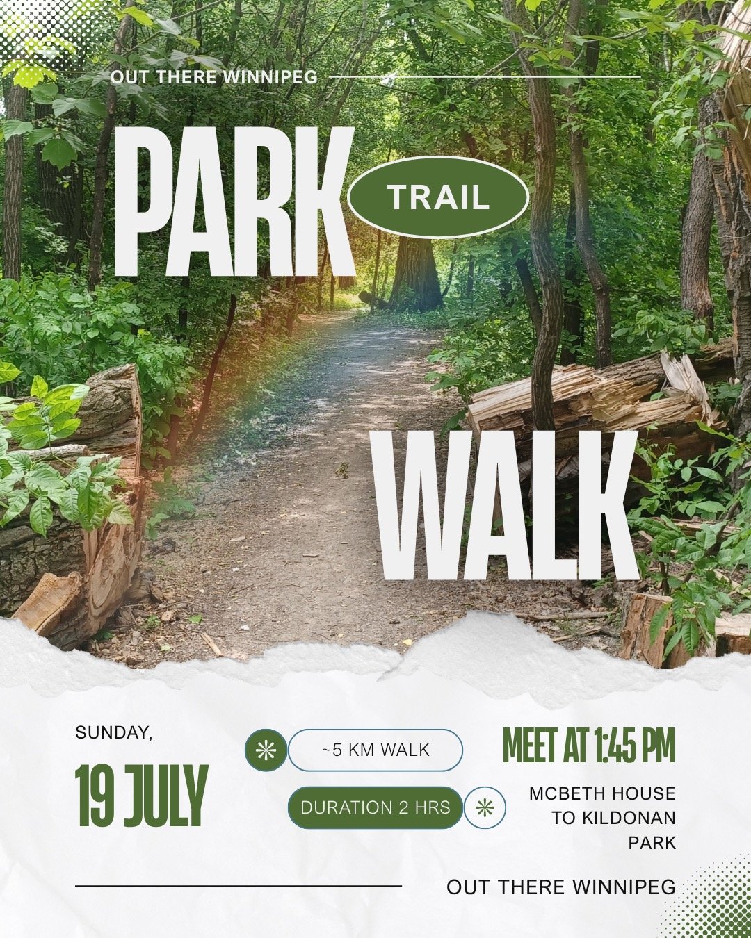 🌲 MCBETH HOUSE TO KILDONAN PARK WALK 🚶
⠀
Join us Sunday, July 19th @ 2PM for a relaxing stroll through the lush Red River riparian forest as we make our way from the historic McBeth House toward Kildonan Park. 🌳
⠀
This is a relaxed, flat trail tha
