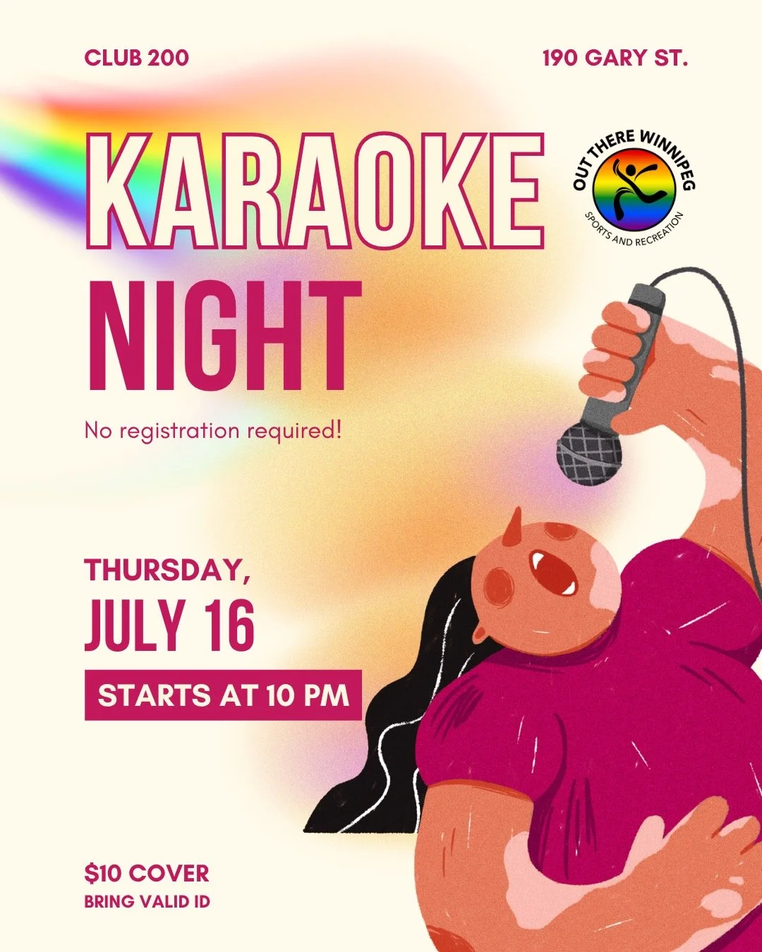 🎤 JULY KARAOKE NIGHT WITH OUT THERE! 🌈
⠀
Grab the mic and belt it out! Whether you're a shower-singing superstar or here to cheer everyone on, there's a spot for you. 🎶
⠀
🗓️ WHEN
Thursday, July 16th, starting @ 10PM
⠀
📍 WHERE
Club 200 (190 Gary 