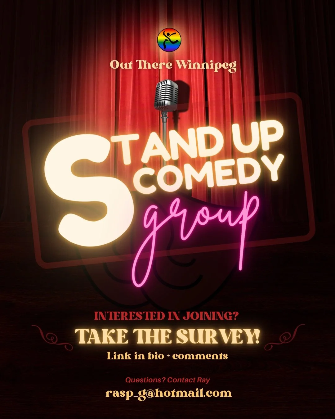 🎤 INTERESTED IN JOINING A STAND-UP COMEDY WATCHING GROUP?
⠀
Out There Winnipeg is exploring the idea of starting a casual group where we grab tickets and attend live stand-up comedy shows together.
⠀
If there&rsquo;s enough interest, participants wi