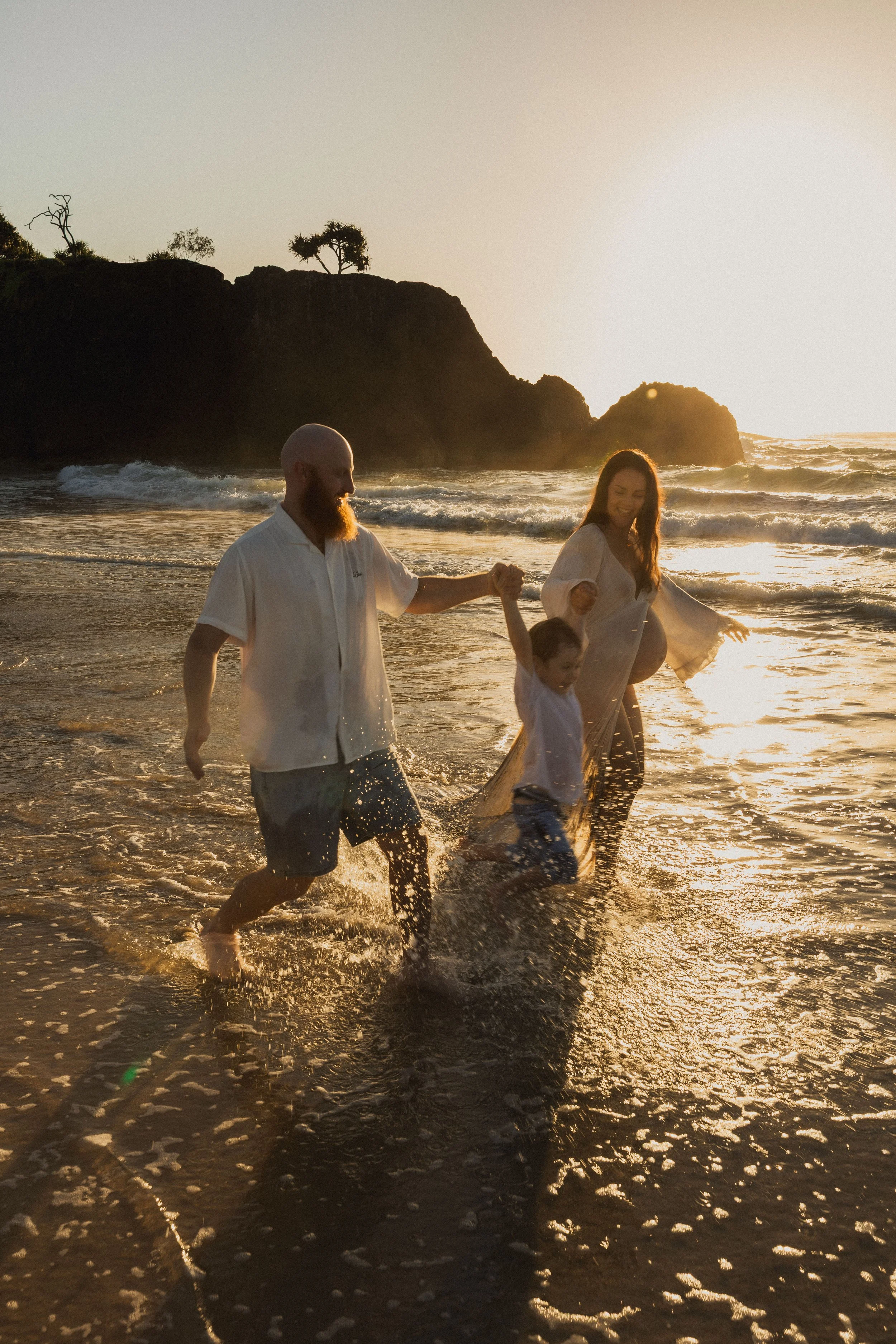 Before Three Became Four | A Sunrise Family Maternity Session on the Gold Coast