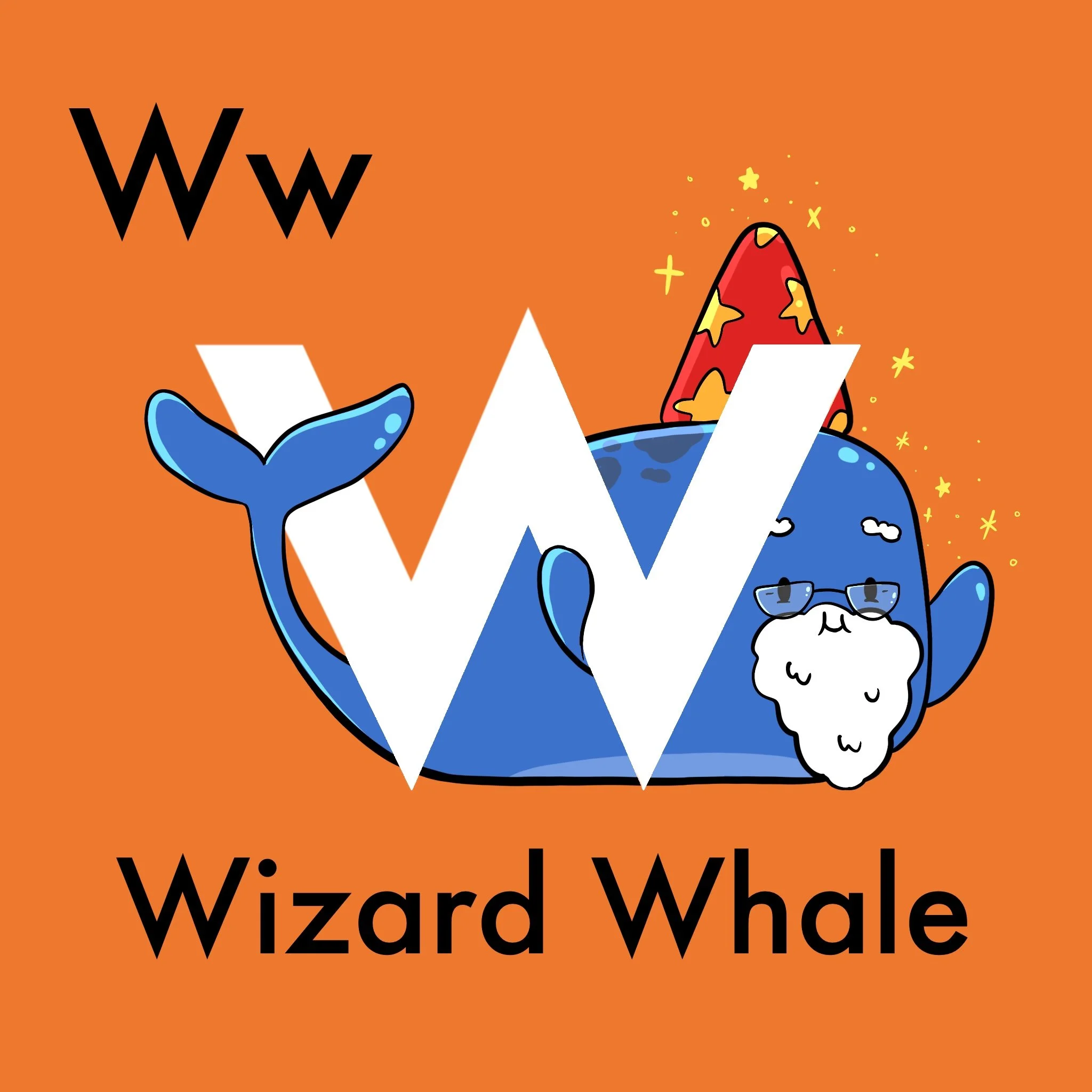Whirl into the wonderful world of Wizard Whale, the wise and whimsical wizard with a pointy red hat and a wondrous long white beard! With his wizardly ways, Wizard Whale weaves wacky and wild spells. 